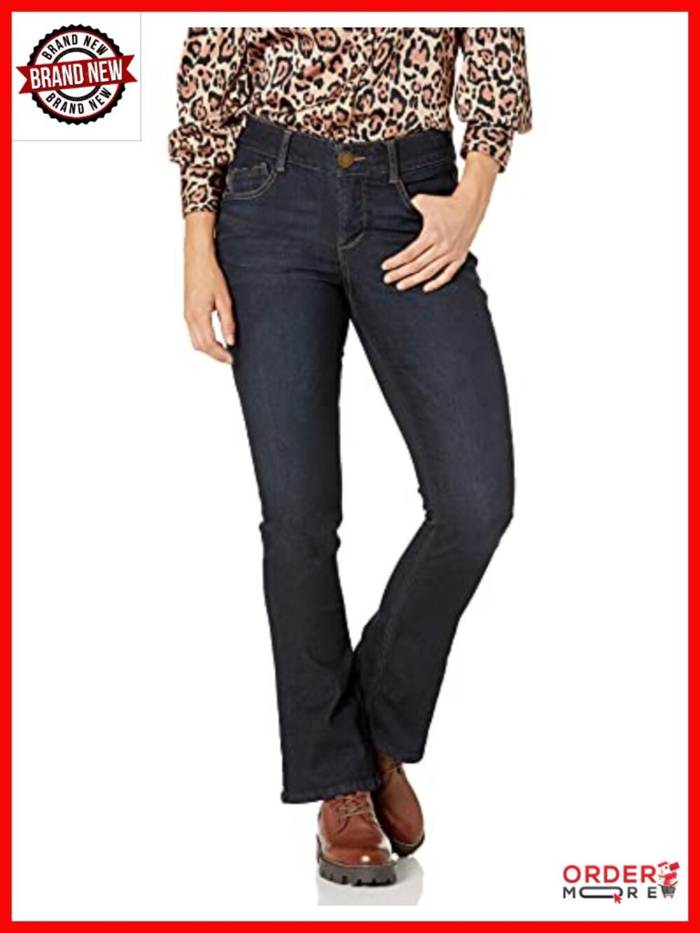 Plus Size Boot Cut Jeans Mid Rise Super Stretch Slimming Casual